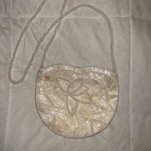 Vintage Cream Beaded Women's Bag